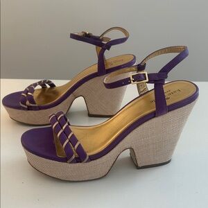 Kate Spade platform Wedge Sandals purple and gold